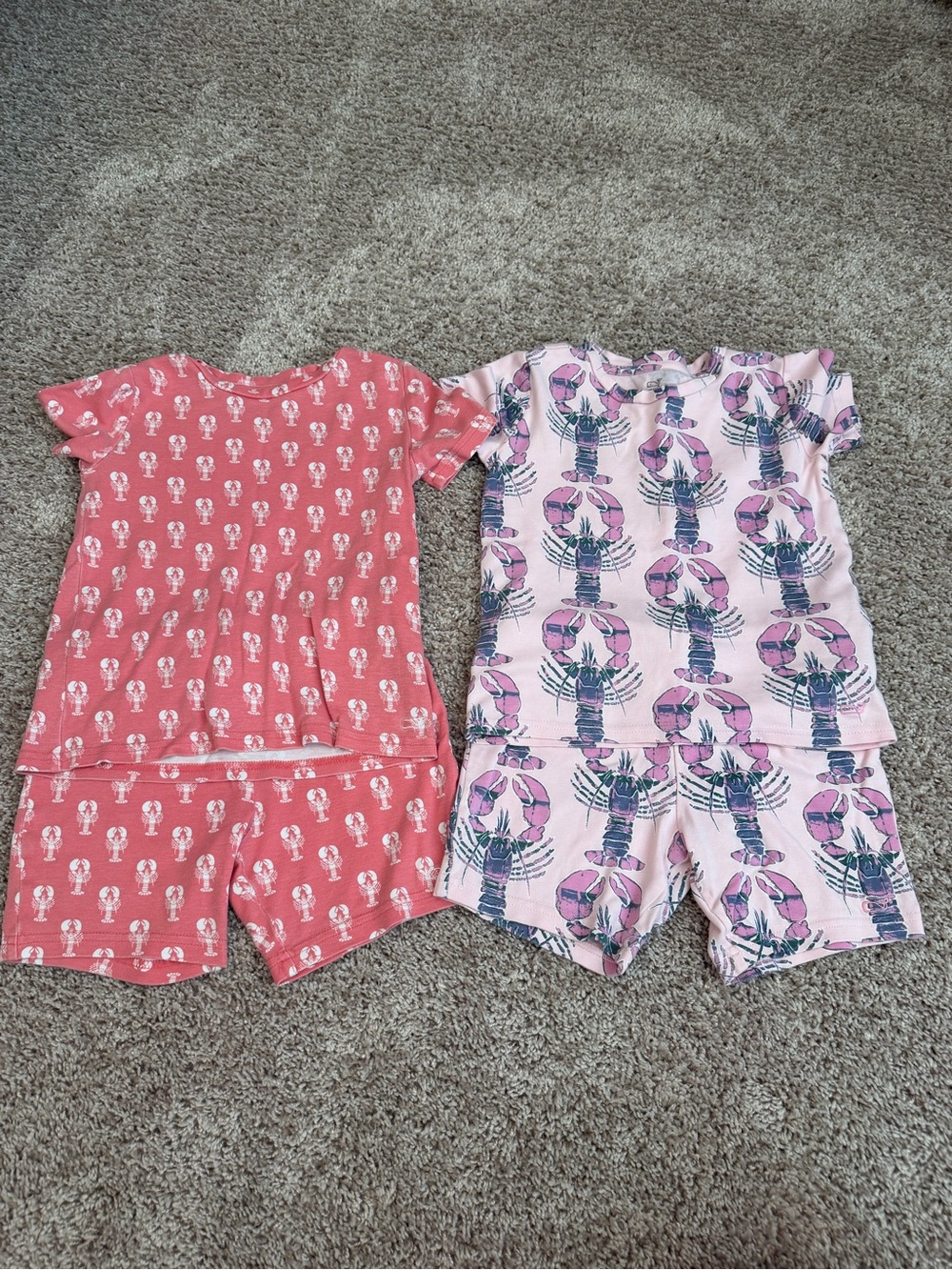 Vineyard Vines Kids Pink & Coral Lobster Pajama Sets